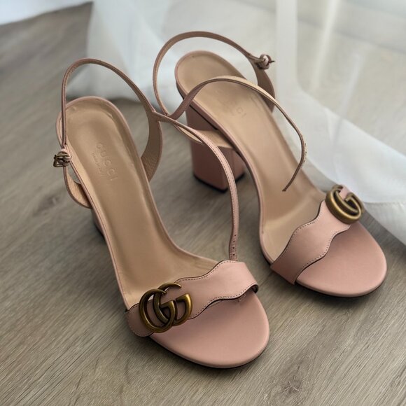 Gucci GG Marmont Block Heel Sandal in Perfect Pink - Picture 3 of 3